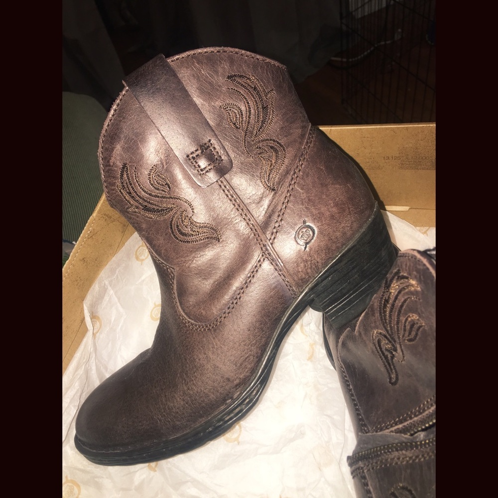 Brown Cowboy Ankle Boots